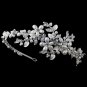 Silver Ivory Pearl & Rhinestone Flower Leaf Side Accented Headband 4831