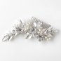 Silver Ivory Pearl & Rhinestone Flower Leaf Hair Comb 36