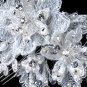 Silver Ivory Lace, Rhinestone, Bead & Swarovski Crystal Floral Comb