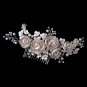 Silver Rum Pink Pearl & Rhinestone Comb with Matte Satin Flowers