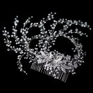 Rhodium Clear Rhinestone Hand Wired Twigs Ribbon Comb