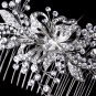 Rhodium Clear Rhinestone Hand Wired Twigs Ribbon Comb