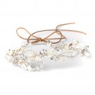 Bridal Wedding Bun Wrap Headpiece 10004 with Organza & Leather Ribbon