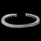 Rhodium Clear Round CZ Cuff Bracelet 80671