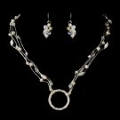 Silver Freshwater Pearl & Swarovski Crystal Bead Thai Silk Necklace 2308 & Earrings 2148