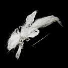 Antique Rhinestone & Ivory Feather Bridal Headband Headpiece 9848