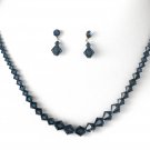 Navy Blue Swarovski Crystal Bridal Jewelry Set NE 231