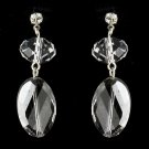 Silver Clear Oval Crystal Bridal Drop Bridal Earrings 8739