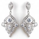 Rhodium Silver Vintage CZ Dangle Earrings 3908