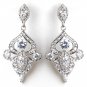 Rhodium Silver Vintage CZ Dangle Earrings 3908