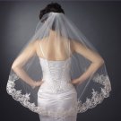 Single Layer Fingertip Length Scalloped Floral Embroidered Edge veil 2129 1F