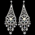 Rhodium AB & Clear Rhinestone Chandelier Earrings 957