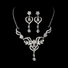 Beautiful Silver Crystal Bridal Jewelry Set NE 8322