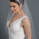 Bridal Wedding Ivory Single Layer Fingertip Veil With Beading V 1053 1F