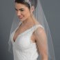 Bridal Wedding Ivory Single Layer Fingertip Veil With Beading V 1053 1F