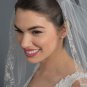 Single Layer Bridal Wedding Fingertip Veil 1166 w/ Silver Floral Rose Embroidery w/ Sequiins