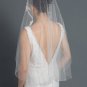 Single Layer Fingertip Bridal Wedding Veil 29681F w/ Floral Lace Accent w/ Beaded & Sequin Accent