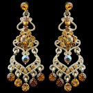 Gold Topaz AB Mix Rhinestone Chandelier Earrings 8415