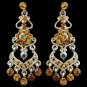 Gold Topaz AB Mix Rhinestone Chandelier Earrings 8415