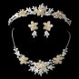 Gold Champagne Flower Accent & White Pearl Matching set 8100