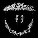 Silver Clear Swarovski Crystal Bead & Rhinestone Headpiece 7027 & Jewelry Set 7600