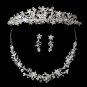 Silver Clear Swarovski Crystal Bead & Rhinestone Headpiece 7027 & Jewelry Set 7600