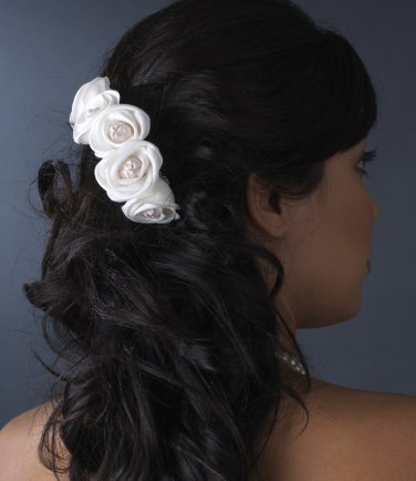 Charming Ivory Rum Pink Flower Bridal Hair Comb 4647