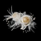 Ivory & Rum Pink Rose & Feather Bridal Clip 1665