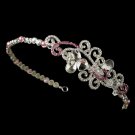 Pink Crystal Bridal Tiara Headband with Side Ornament HP 8101