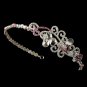 Pink Crystal Bridal Tiara Headband with Side Ornament HP 8101