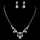 Rhodium Clear CZ Teardrop Jewelry Set