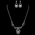 Plus Size 23" long Rhodium Clear Round CZ & Rhinestone Jewelry Set