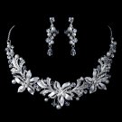 Silver Diamond White Pearl, Rhinestone & Swarovski Crystal Bead Floral Jewelry Set