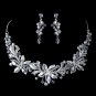 Silver Diamond White Pearl, Rhinestone & Swarovski Crystal Bead Floral Jewelry Set