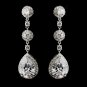 CZ Dangle Tear Drop & Round Crystal Dangle Bridal Earrings 8676 (Silver or Gold)