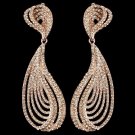 Rose Gold Peach Rhinestone Dangle Earrings 9893