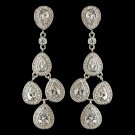 Rhodium Clear Teardrop CZ Crystal Chandelier Earrings 9418