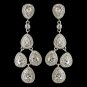 Rhodium Clear Teardrop CZ Crystal Chandelier Earrings 9418