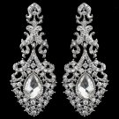 Rhodium Clear Teardrop Rhinestone Dangle Earrings 9643