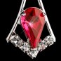 Silver Red & Clear Teardrop Dangle Earrings 5103