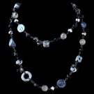 Hematite Blue & Smoke Faceted Cut Glass & Stone Necklace