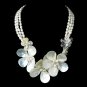ilver Freshwater Pearl Shell & Swarovski Crystal Bead Necklace 8196