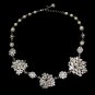 Antique Rhodium Silver Clear Ivory Pearl Accented Necklace 9860