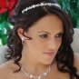 Fabulous Silver Clear Crystal & White Pearl Flower Necklace & Earring Set 6878