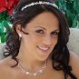 Fabulous Silver Clear Crystal & White Pearl Flower Necklace & Earring Set 6878