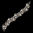 Rhodium Clear Rhinestone & Ivory Pearl Bracelet 9237