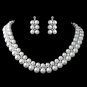 Rhodium White Pearl & CZ Jewelry Set