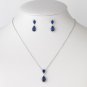 Rhodium Sapphire CZ Crystal Bridal Wedding Necklace & Earring Set 9729