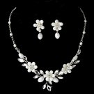 Silver Floral Bridal Jewelry Set NE 8309