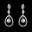 Charming Silver Clear CZ & Ivory Pearl Earrings 8248